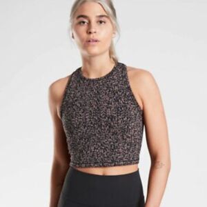 Athleta Shanti Crop Jacquard Tank Mineral Brown, Medium (C1)